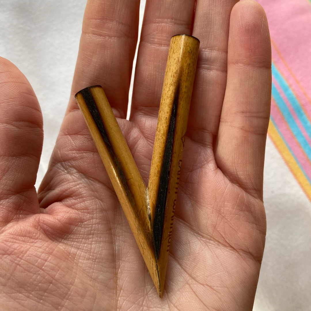 Simple Bamboo Kuripe | Decorated with Burn Marks | From South Africa