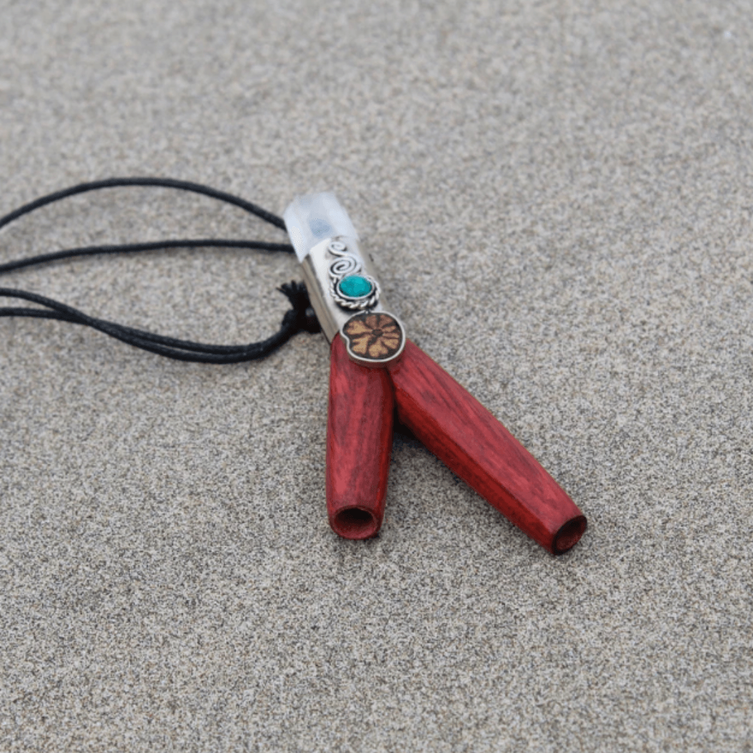 Palo Sangre Necklace Kuripe | Decorated with Amazon Rainforest Wood, Peruvian Turquoise and Clear Quartz | From the Amazon - Cosmos Healing