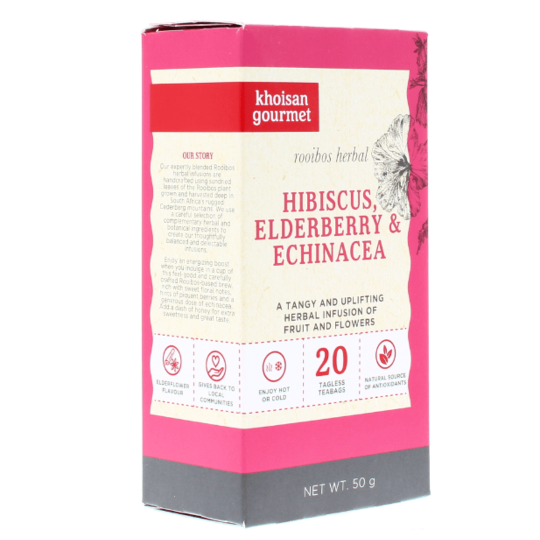 Khoisan Gourmet Roosbos, Hibiscus, Elderberry & Echinacea Tea - Cosmos Healing