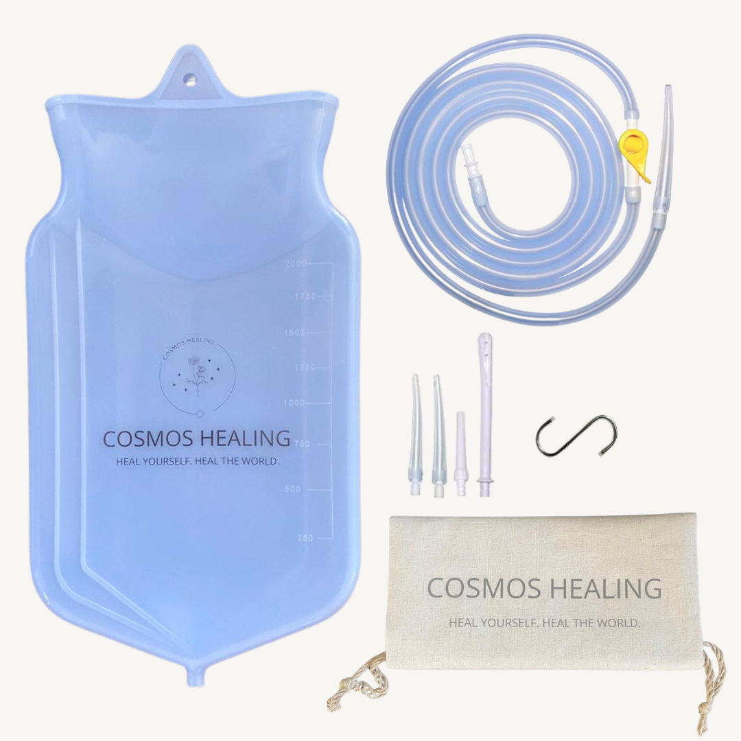 Cosmos Healing Premium Enema Kit | Medical Grade Silicone  | 2 Litre Bag, Hose & Accessories